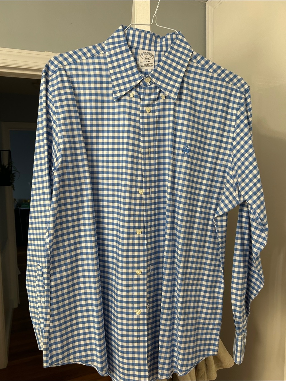 Brooks Brothers Blue and White Gingham Button-Down Shirt